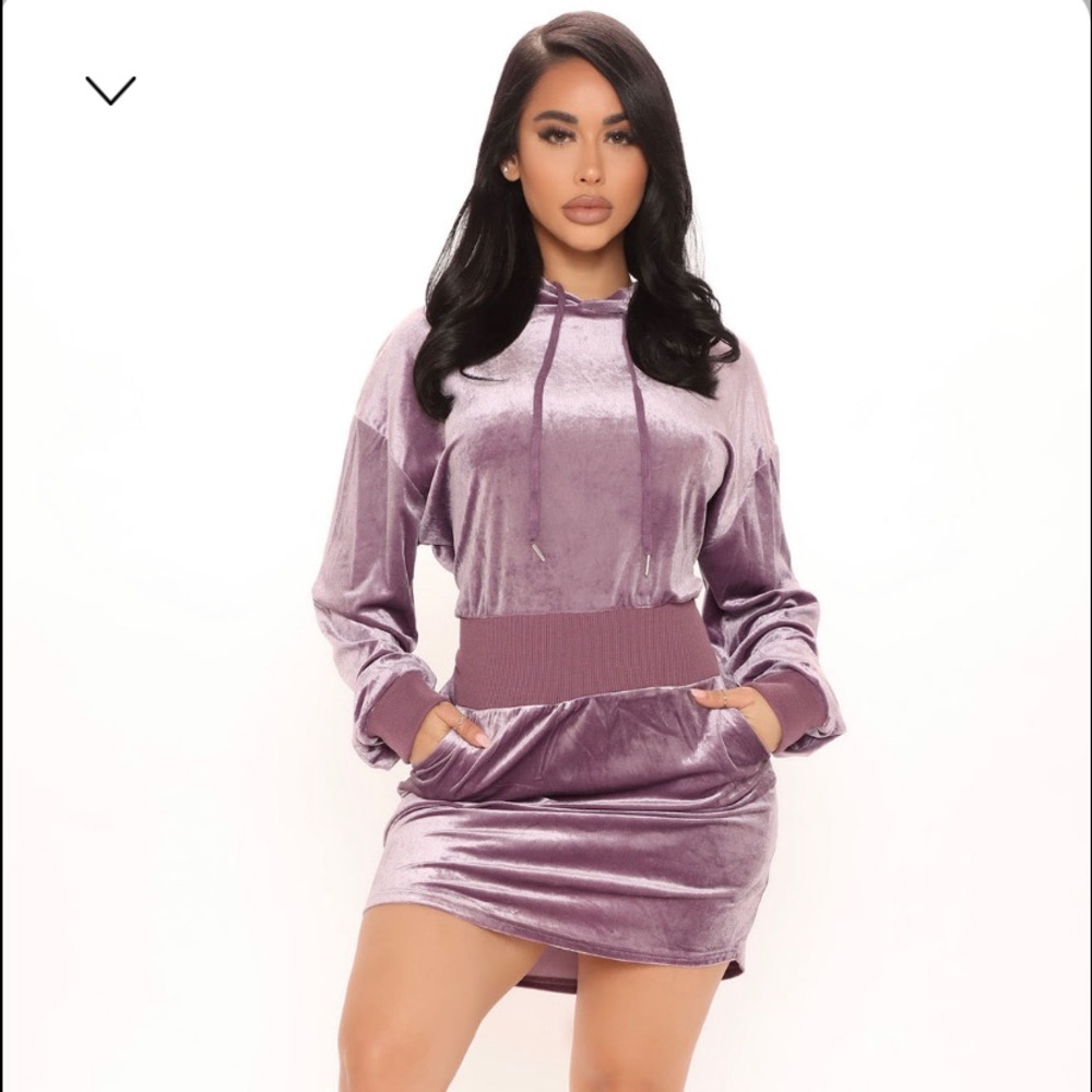 Fashion Nova Velvet purple sweatshirt dress
